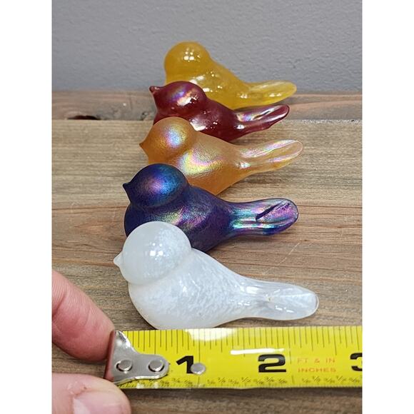 Iridescent Carnival Art Glass Bird Figurine Miniature Lot Of 5 - Picture 8 of 10